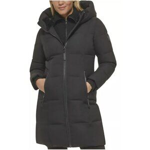 Calvin Klein Black Hood Quilted Puffer Winter Coat Size Medium22,39